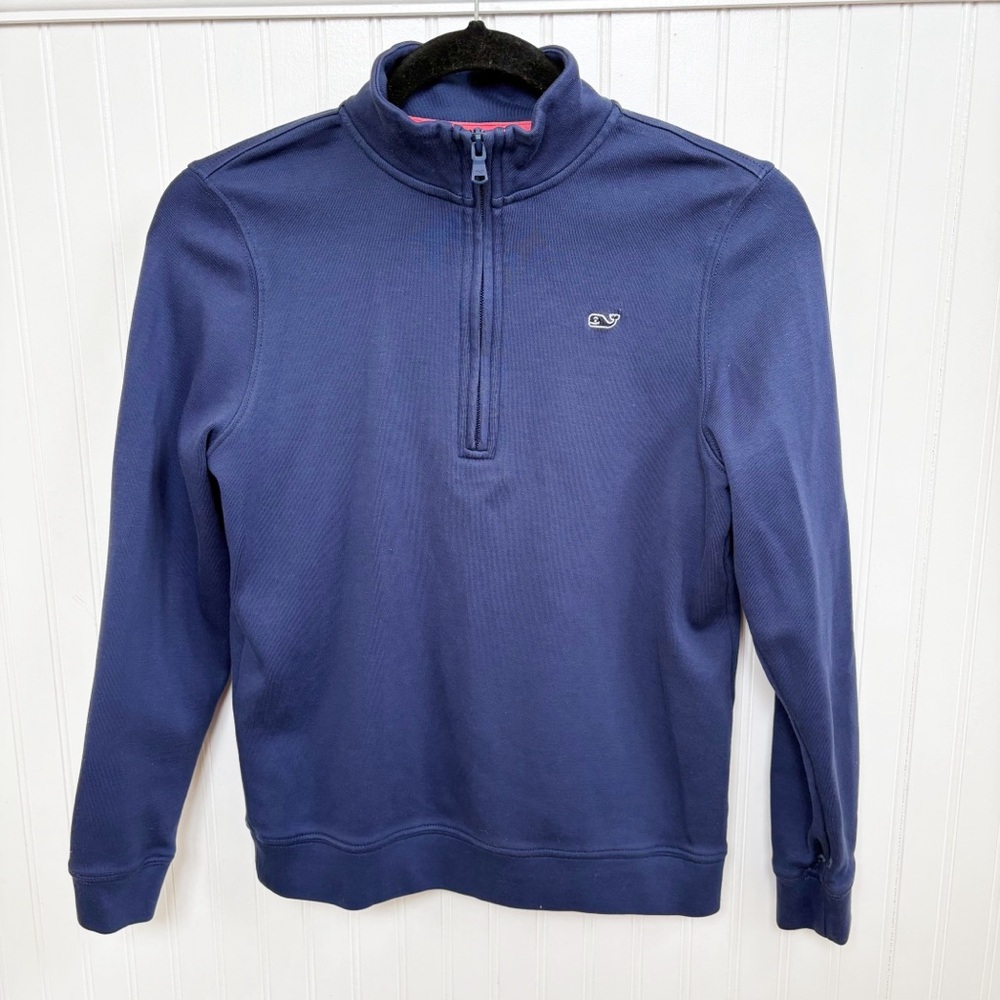 Vineyard Vines Deep Bay Blue Boys Jersey 1/2 Zip Pullover Size Medium (12/14)